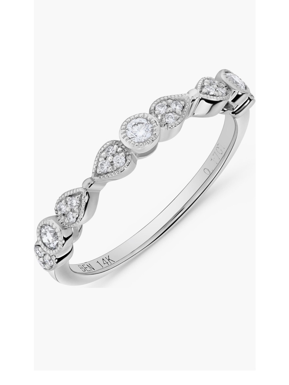 H.J. Namdar 14K White Gold Diamond Milgrain Stackable Ring